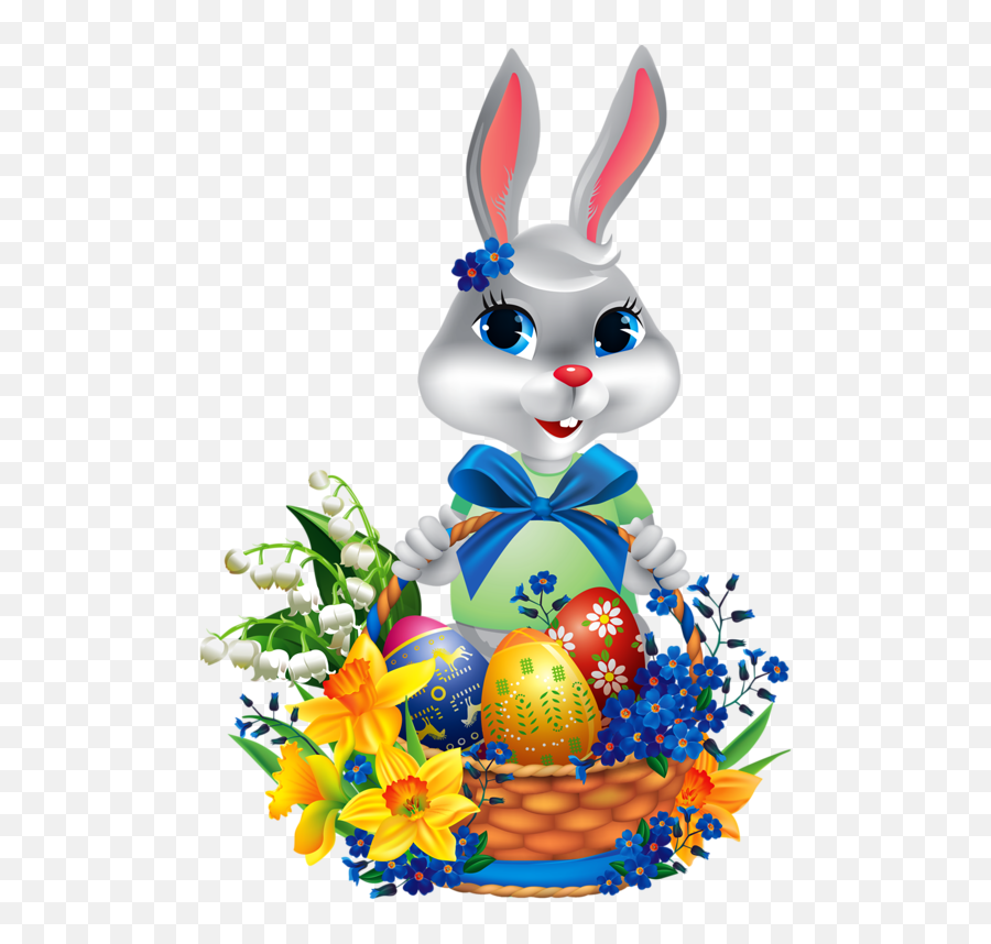 Easter Bunny Basket Food For - Cartoon Cute Easter Bunny Png,Easter Bunny Transparent