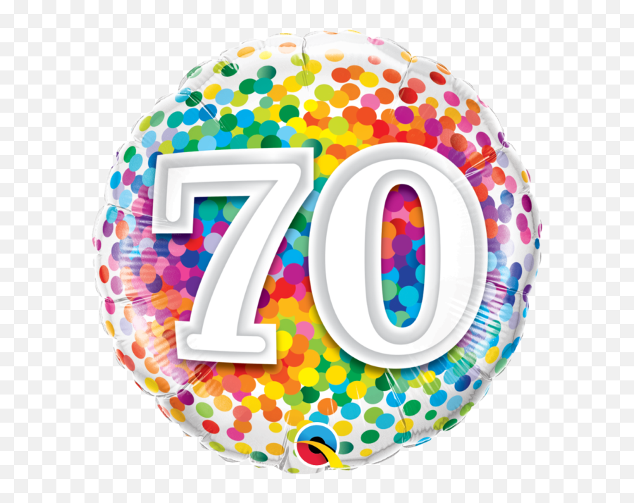 Qualatex Rainbow Confetti Age 7070th Birthday 18 Inch Foil Balloon - Ballon Anniversaire 40 Ans Png,Birthday Confetti Png