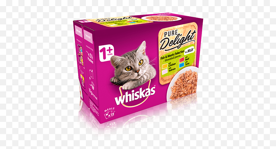 Our Products Whiskas 1 Cat Pouches Pure Delight - Whiskas Meaty Selection In Gravy Png,Cat Whiskers Png