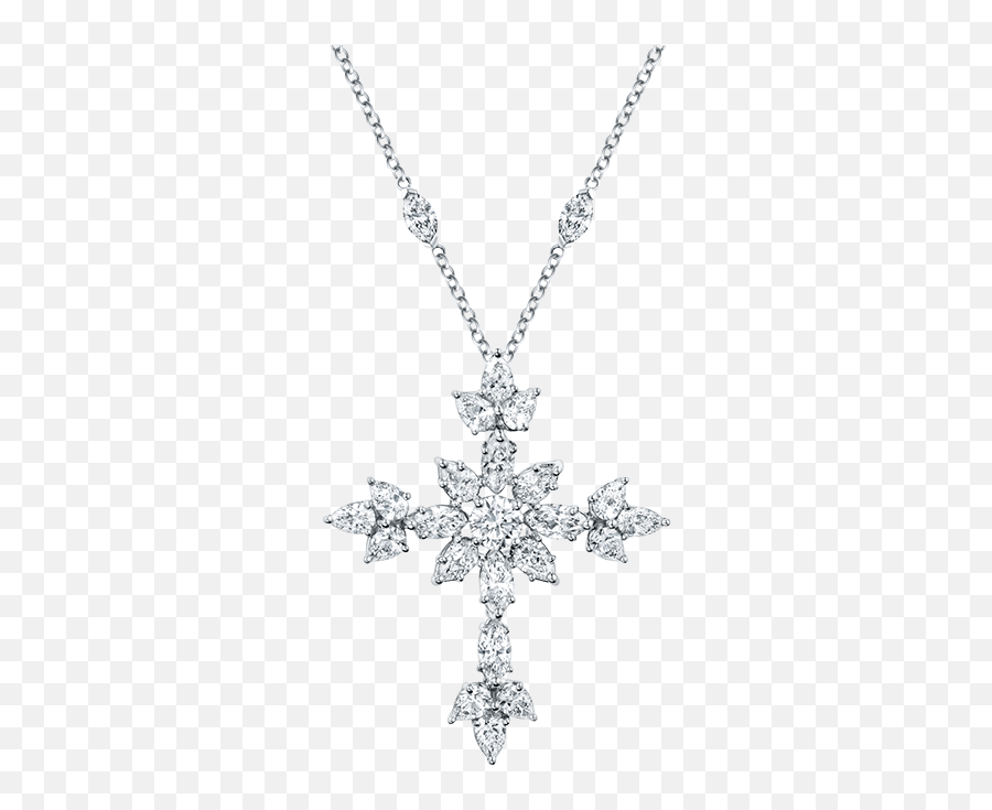 Symbols By Harry Winston Marquise Diamond Cross Pendant - Cross Diamond Pendant Png,Cross Necklace Png