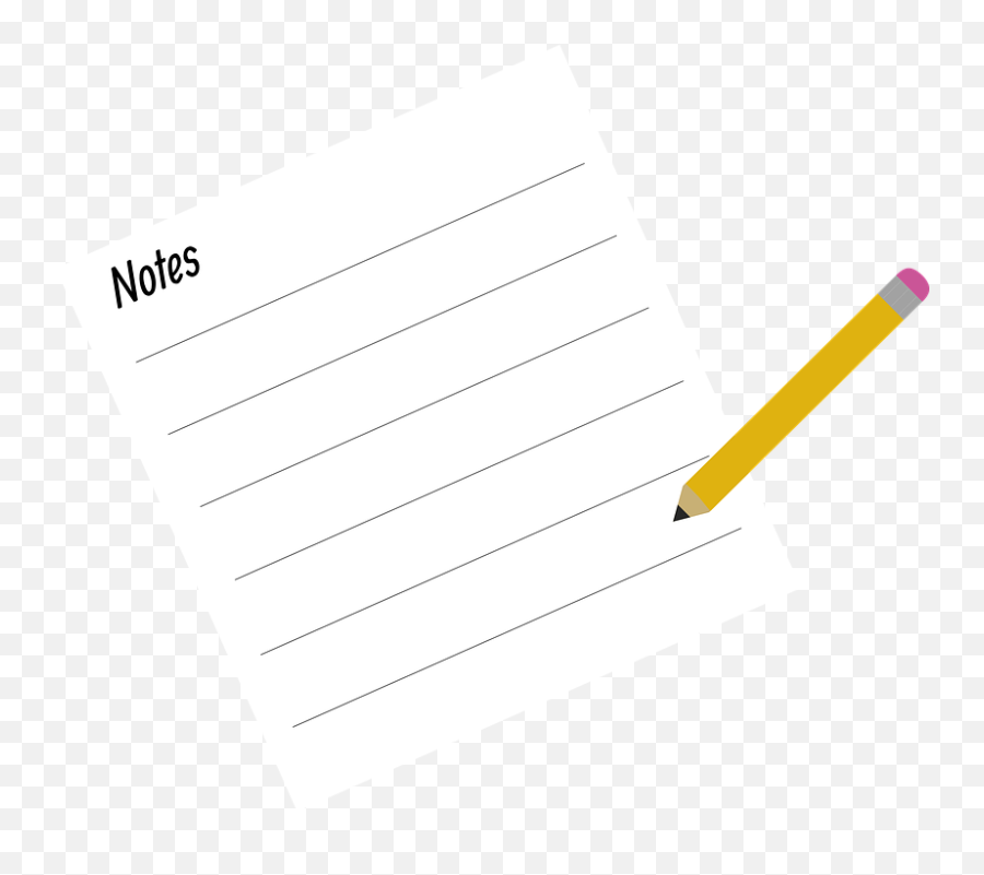 Note Flat Paper Pencil Taking - Horizontal Png,Note Paper Png