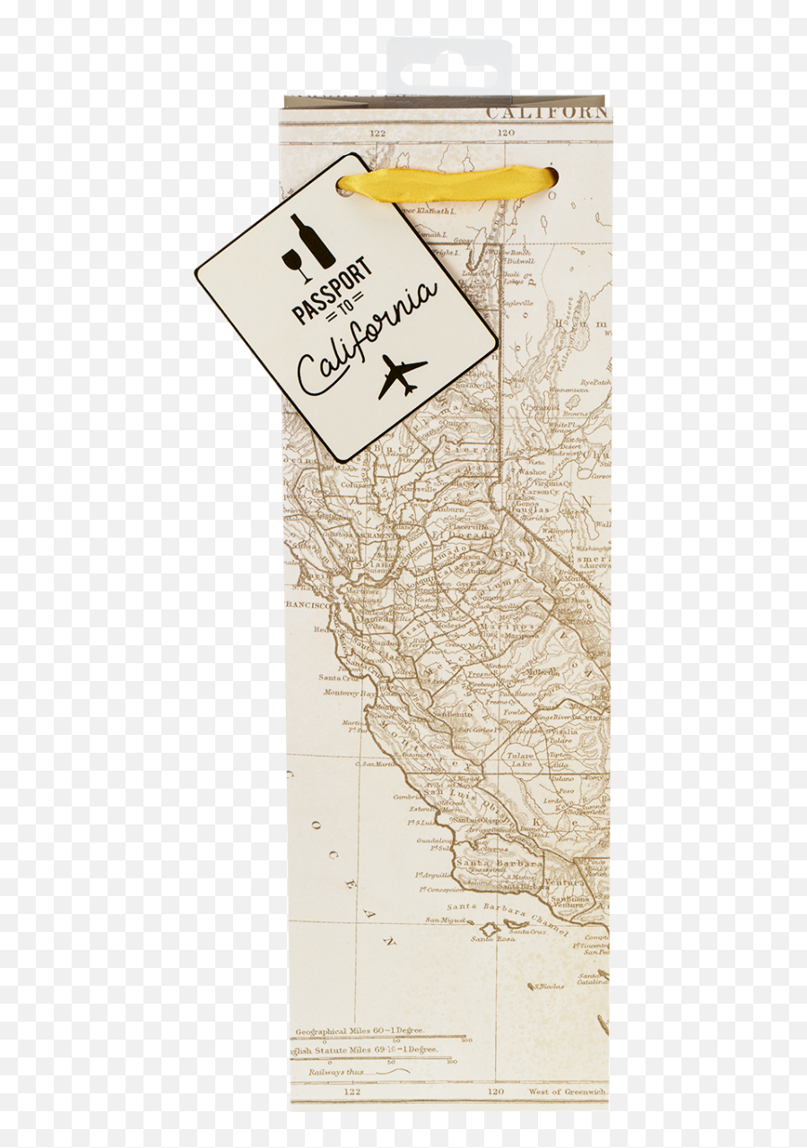 California Wine Map Single - Bottle Bag By Cakewalk Dot Png,California Map Png