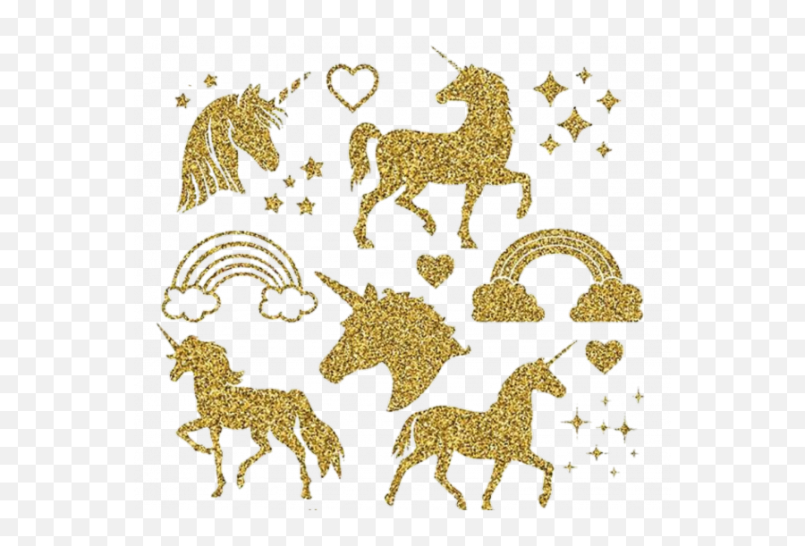 Gold Glitter Unicorn Png Transparent - Unicorn Silhouette,Gold Unicorn Png