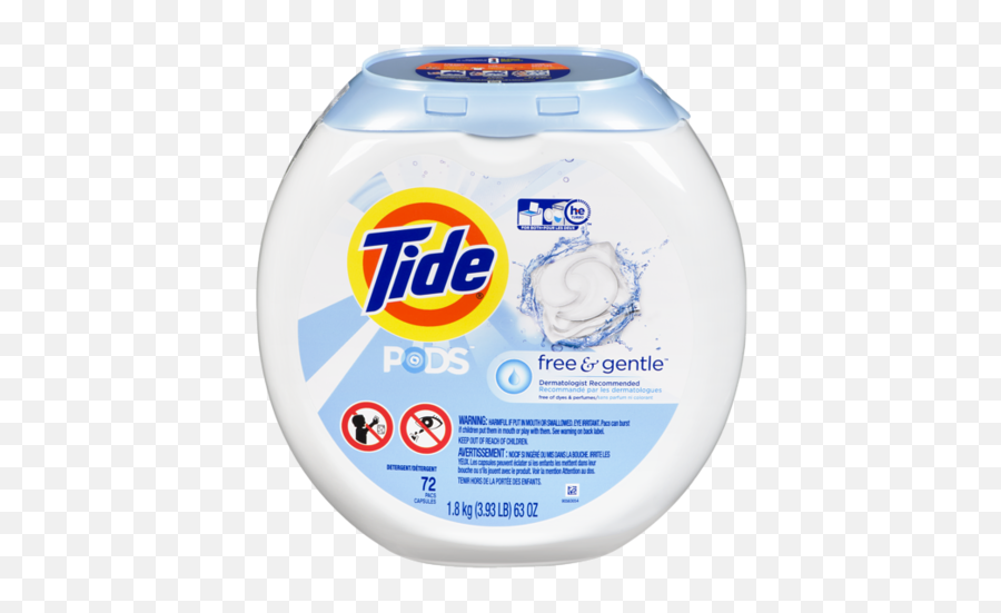 Download Hd Tide Pods Liquid Detergent Pacs Free And Gentle - Tide Pods Free And Gentle Png,Tide Pod Transparent Background