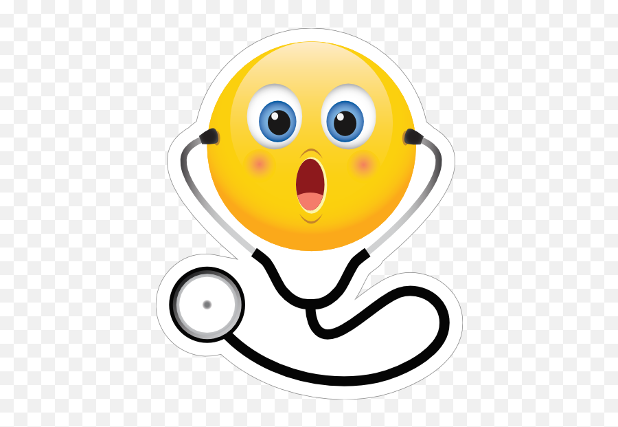 Cute Surprised Doctor Emoji Sticker - Emoticon Doctor Png,Shocked Emoji Transparent Background