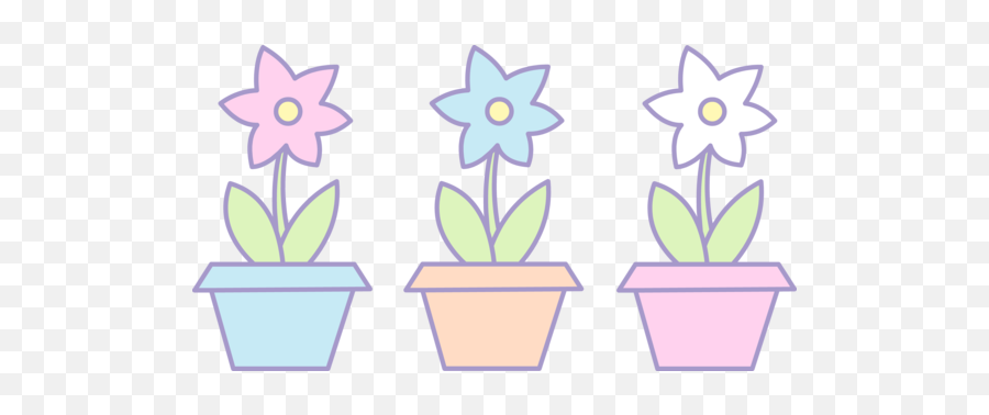 Library Three Cute Flowers - Cute Flower Pot Clipart Png,Pastel Flowers Png