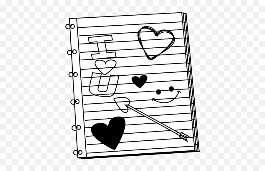 Note Book Png Black And White - Transparent Black And White Valentine Clip Art,Scribbles Png