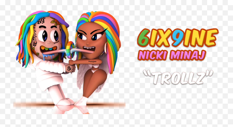 Single 6ix9ine U0026 Nicki Minaj - Trollz Music Atrl Nicki Minaj Cartoon Trollz Png,Nicki Minaj Transparent