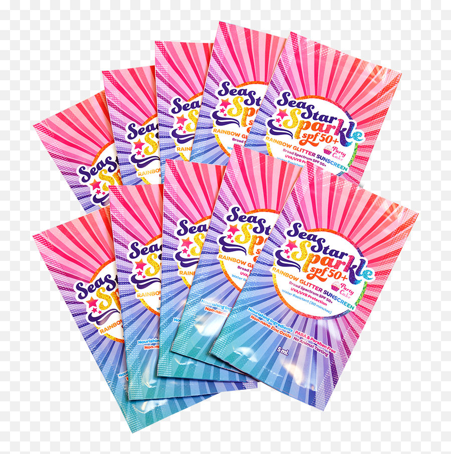 10 Seastar Sparkle Spf50 Travel Packets Party Cake 05 Ml Each - Sea Star Sparkle Glitter Sunscreen Png,Star Sparkle Png