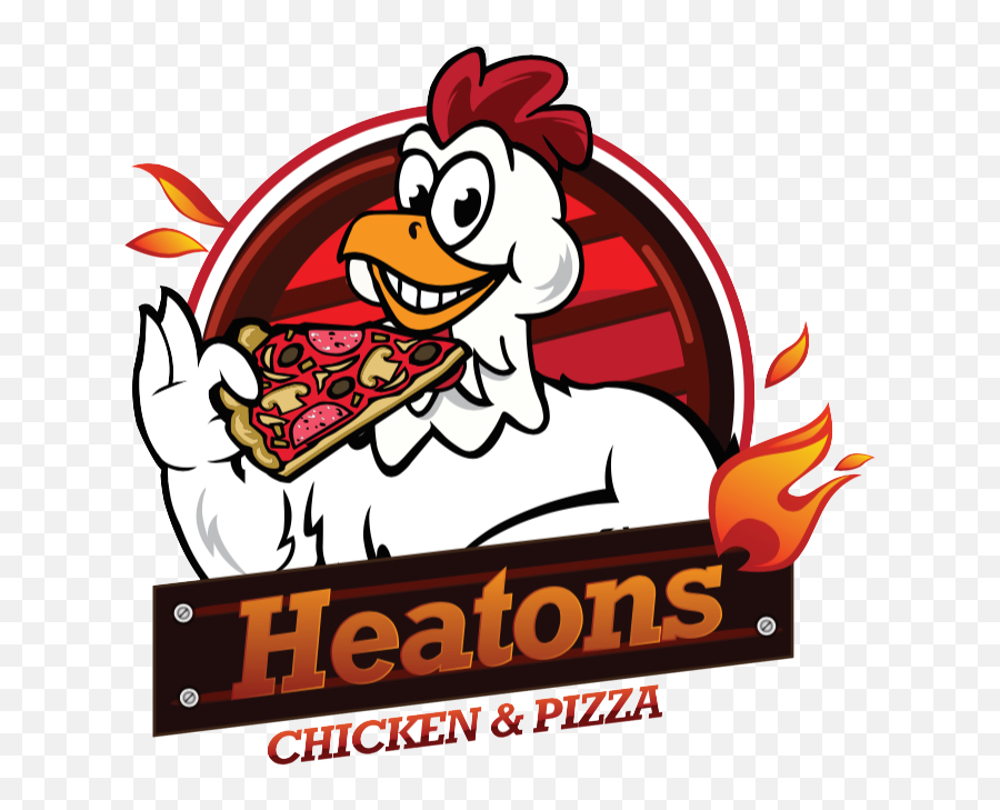 Heatons Chicken Pizza Menu - Pizza And Chicken Logo Png,Cartoon Pizza Logo
