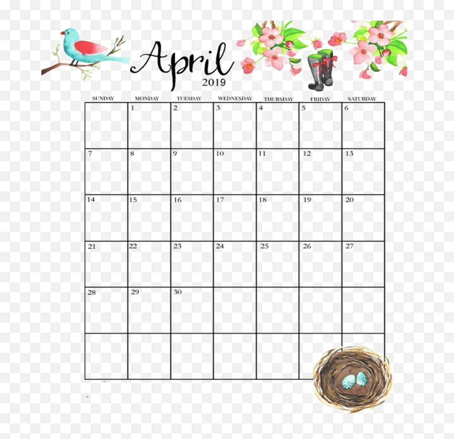 April Calendar Png Image File - April 2019 Pretty Calendar,April Png