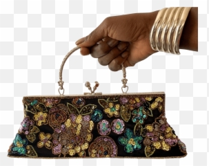 Beaded Satin Baguette Bag - Top Handle Handbag Png,Baguette Transparent