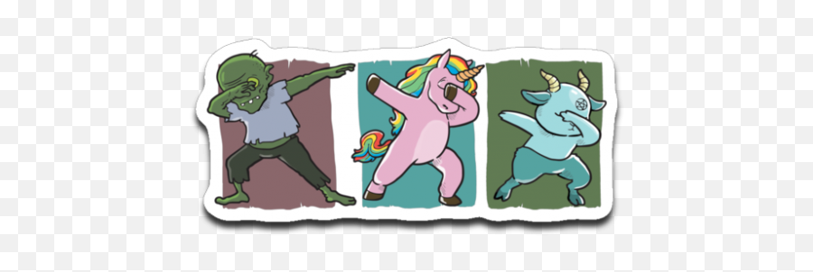 Dabbing Rainbow Unicorn And Friends Baphomet U0026 Zombie - Decal Sticker Cartoon Png,Baphomet Png