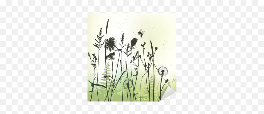 Real Grass Silhouette With Bumblebee - Floral Design Png,Grass Silhouette Png