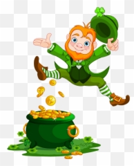 Download Hd Irish Leprechaun And Pot Of Gold Transparent Png - Clipart