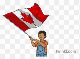 Aboriginal Child With Canadian Flag Illustration - Twinkl With Canada png