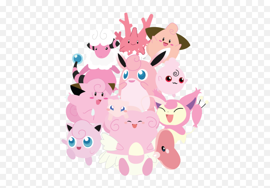 Pokemon Cute Kawaii Pink Mew Transparent Jigglypuff Cleffa - Cute Pink Pokemon Png,Pokemon Transparent