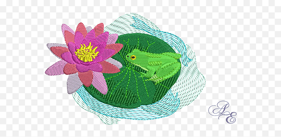 Frog - Machine Embroidery Art Of Embroidery Sacred Lotus Png,Lily Pad Png