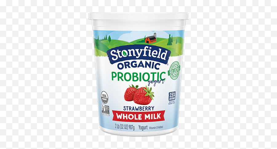 Whole Milk Smooth U0026 Creamy Strawberry Probiotic Yogurt - Stonyfield Strawberry Yogurt Png,Transparent Strawberry