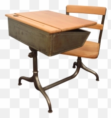 1950s Industrial Childu0027s School Desk Desks Modern - School Desk With Attached Chair Png,School Desk Png