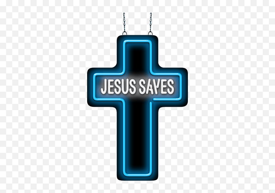 Cross With Jesus Saves Neon Sign - Cross Png,Jesus On Cross Png