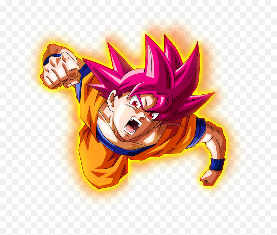 Goku Super Saiyan God Flies With Punch - Super Saiyan God Goku Render Png,Super Saiyan Png