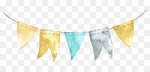 Banner Pennant Flags Garland Teal Gold - png