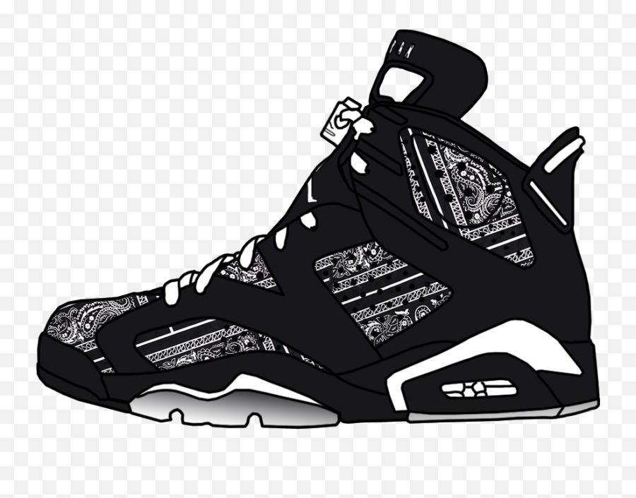 Jordan Retro Vi Black - Black Bandana Jordan Shoes Png,Jordan Shoe Png