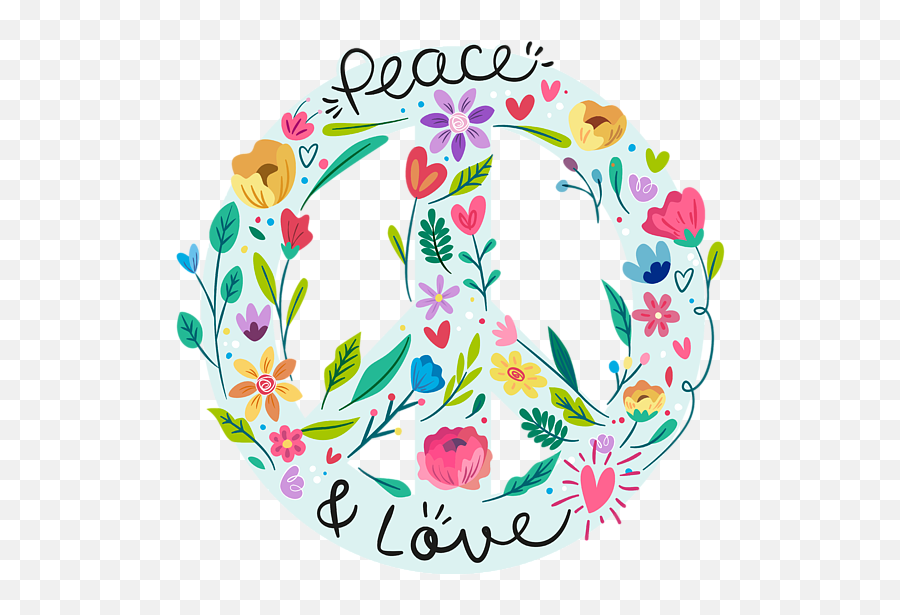 Peace And Love Floral Sign Throw Pillow - Signo De La Paz Con Flores Png,Sunshine Transparent