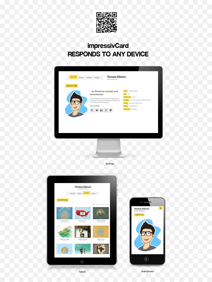 Impressivcard - Responsive Vcard Template Smart Device Png,Vcard Icon