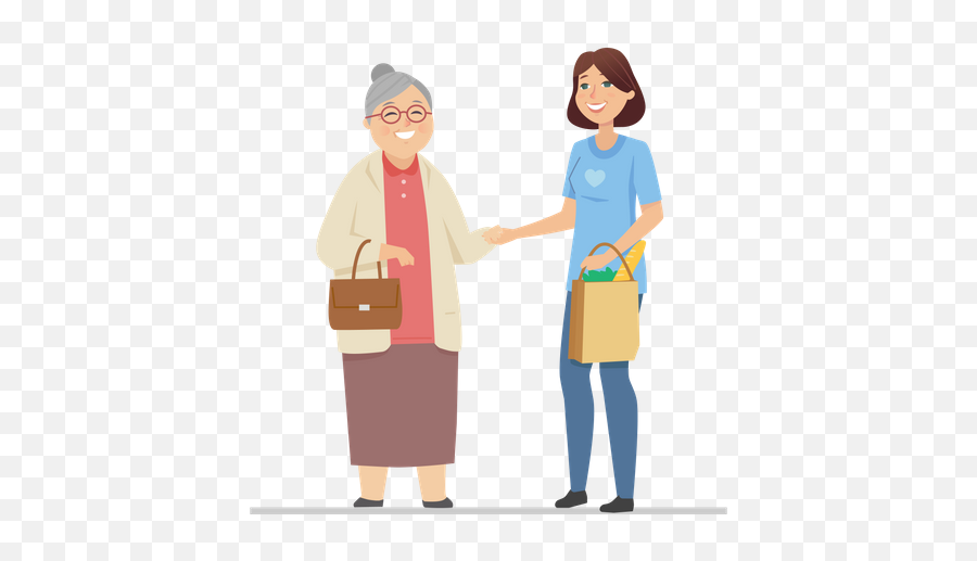 Best Premium Volunteer Helping Senior Woman Illustration - Old People Singing Icon Png,Senior Icon Vector